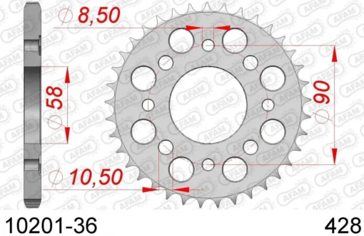 AFAM Tandwiel Achterzijde Staal 36T - 428 -KTM Verkoop 2024 10201 36 dd81