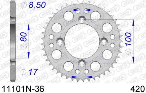 AFAM Tandwiel Achterzijde Aluminium 36T - 420 -KTM Verkoop 2024 11101n 36 d319