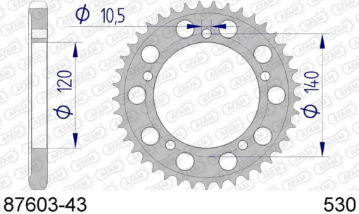 AFAM Tandwiel Achterzijde Aluminium 43T - 530 -KTM Verkoop 2024 87603 43 554d