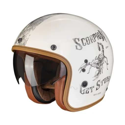 Scorpion Belfast Evo Pique Motorhelm -KTM Verkoop 2024 scorpion belfast evo pique creme noir 7090